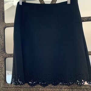 Loft Petites 6P Chic Black Mini Skirt with Eyelet Hem